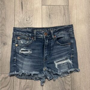 American Eagle Outfitters Distressed Denim Shorts Size 2 Cutoff Frayed Hem